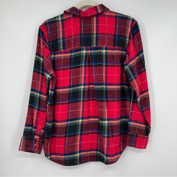 American Eagle Boyfriend Fit Striped Plaid Multi Collared Long Sleeves Shirt - Picture 8 of 8